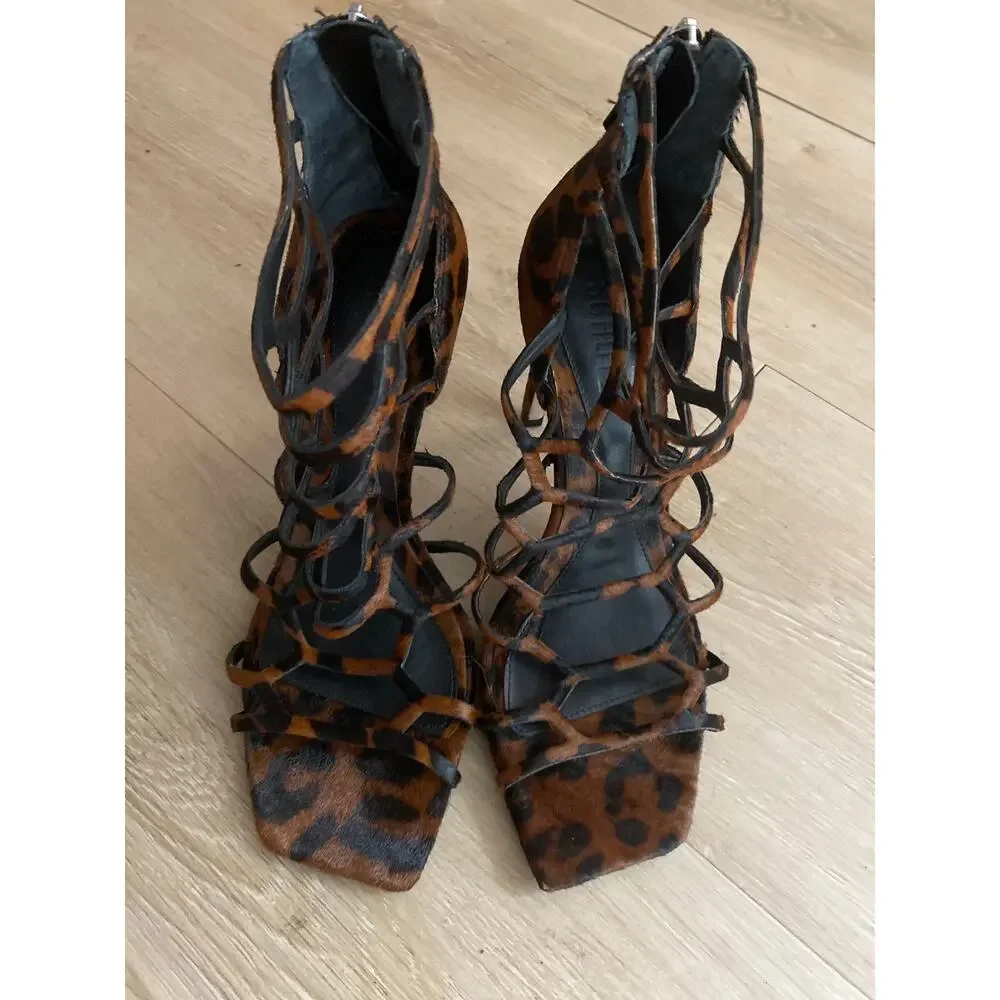 Leopard Print Strappy High Heel Sandals - Women - Picture 2 of 6